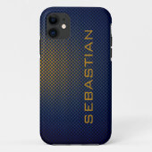 Specialiseer de blauwe Ocher-koolstofvezel gepatte Case-Mate iPhone Case (Achterkant)