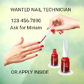 Specialiseer de Nail Salon-technicus Gezochte Wink Raamsticker (Vel 3)