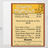 Spécialités d'aujourd'hui Menu Inserts Restaurants (Devant / Derrière)