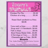 Spécialités d'aujourd'hui Menu Inserts Restaurants (Devant)