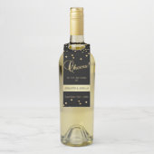 Specialized Wedding CHEERS Black Gold Confetti Flessenhanger (Op fles)