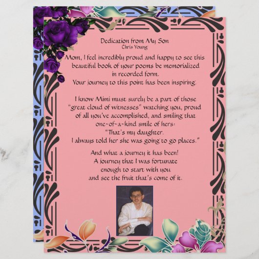 Specificatie van mijn zoon op persoonlijke papiere (Voorkant / Achterkant)