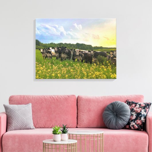 Speckle Park vee onder regendouche, zonsondergang Canvas Afdruk (Insitu (Woonkamer))