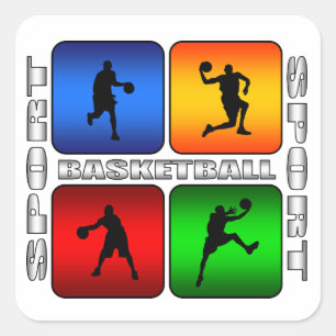 Spectaculair basketbal vierkante sticker