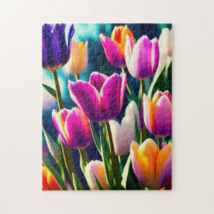 Spectaculaire bloeiende tulpen, puzzel