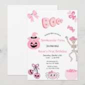 Spectaculaire eerste verjaardag roze Halloween Kaart (Voorkant / Achterkant)