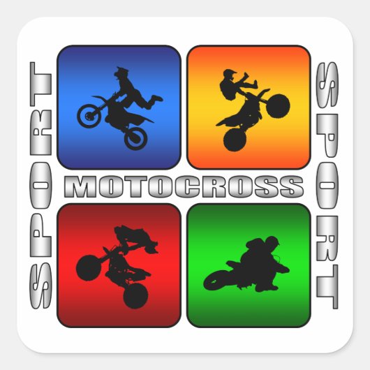 Spectaculaire motocross vierkante sticker (Voorkant)