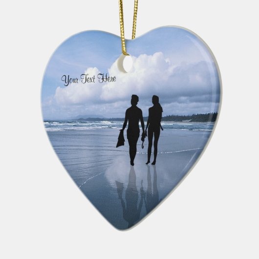 Spectaculaire oceaangolven en strand keramisch ornament (Links)