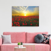 Spectaculaire rode klaprozen canvas afdruk (Insitu (Woonkamer))