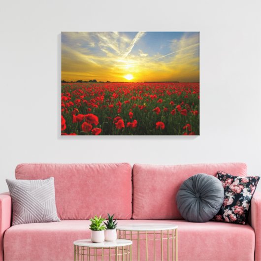 Spectaculaire rode klaprozen canvas afdruk (Insitu (Woonkamer))