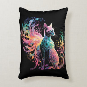 Spectrale holografische kat: een prisma van elegan accent kussen