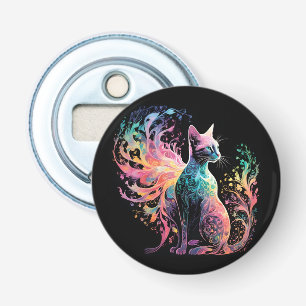 Spectrale holografische kat: een prisma van elegan button flesopener