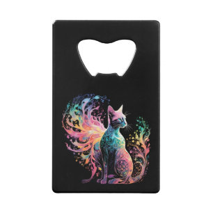 Spectrale holografische kat: een prisma van elegan kredietkaart flessenopener