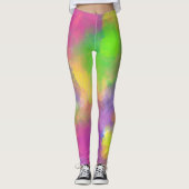 Spectre de feuilles de couleurs roses leggings (Devant)