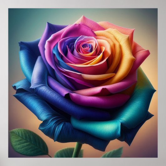 Spectrum Bloom - Vivid Arc-en-ciel Poster Rose (Devant)