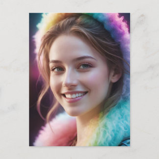 Spectrum Dreamer: Iridescent Rainbow Portrait Feestdagenkaart