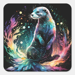Spectrum Edge: de otters gloeien Vierkante Sticker
