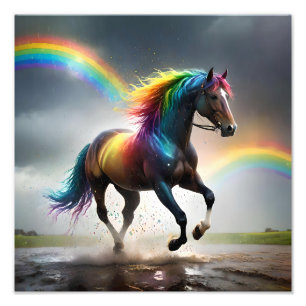 Spectrum of Grace: Regenboogpaard onder regenbogen Foto Afdruk