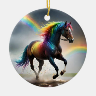 Spectrum of Grace: Regenboogpaard onder regenbogen Keramisch Ornament