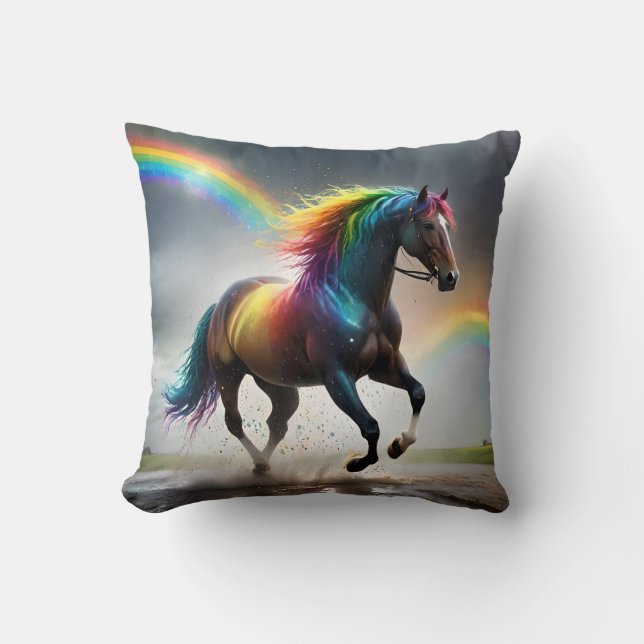 Spectrum of Grace: Regenboogpaard onder regenbogen Kussen (Voorkant)