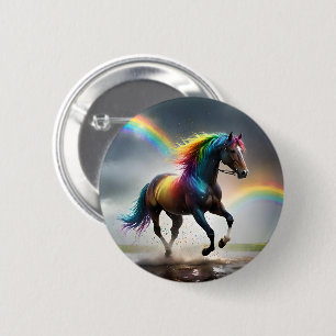 Spectrum of Grace: Regenboogpaard onder regenbogen Ronde Button 5,7 Cm