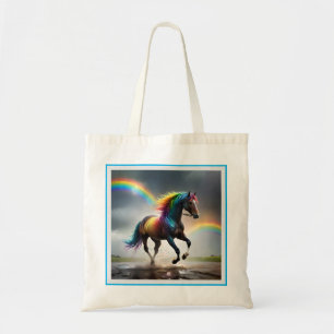 Spectrum of Grace: Regenboogpaard onder regenbogen Tote Bag