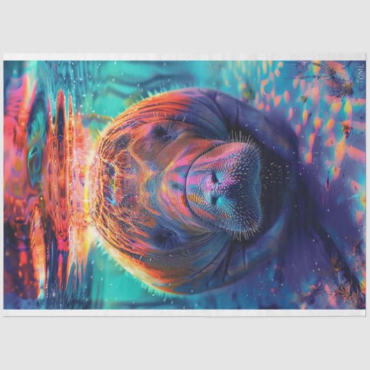 Spectrum van Kleuren Manatee Decoupage Tissuepapier (Voorkant)