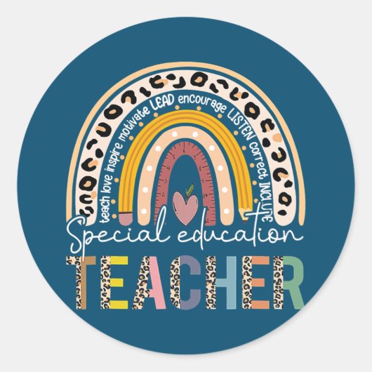 Sped Ed Special Education Teacher SPED Leopard Ronde Sticker (Voorkant)
