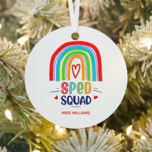 SPED Squad Colorful Moderne Rainbow Metalen Ornament