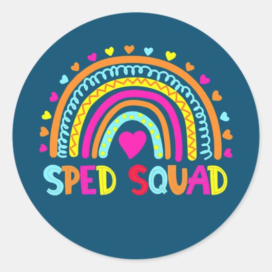 Sped Squad Special Ed Rainbow Teacher Terug naar Ronde Sticker (Voorkant)