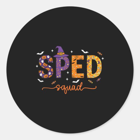 Sped Squad Team Special Education Teacher Hallowee Ronde Sticker (Voorkant)