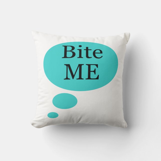 Speech Bubble Bite me Typografie Kussen (Voorkant)