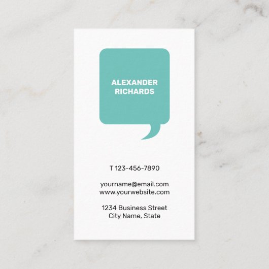 Speech Bubble Nice om je modern te ontmoeten Visitekaartje (Achterkant)
