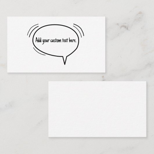 Speech Bubble - voeg je eigen tekst toe! Visitekaartje (Voorkant / Achterkant)