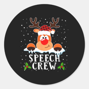 Speech Crew Rendier Santa Hat Buffalo Red Plaid C Ronde Sticker