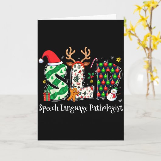 Speech Language Pathologist Reindeer Santa Hat Slp Kaart (Gele Bloem)