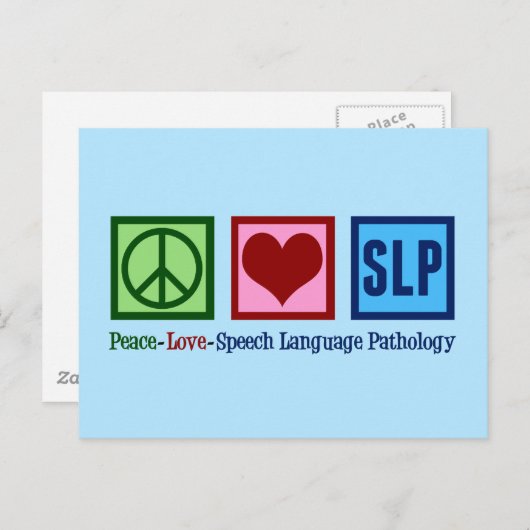 Speech Language Pathology Peace Love SLP Blue Briefkaart (Voorkant / Achterkant)