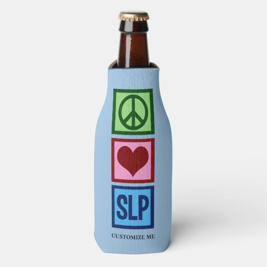 Speech Language Pathology Peace Love SLP Custom Flesjeskoeler (Fles Voorkant)