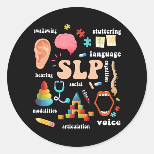 Speech Language Patholoog Pathology Speech Thera Ronde Sticker (Voorkant)