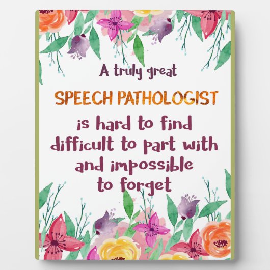 Speech Patholoog Gift School Language Therapist Fotoplaat (Voorkant)