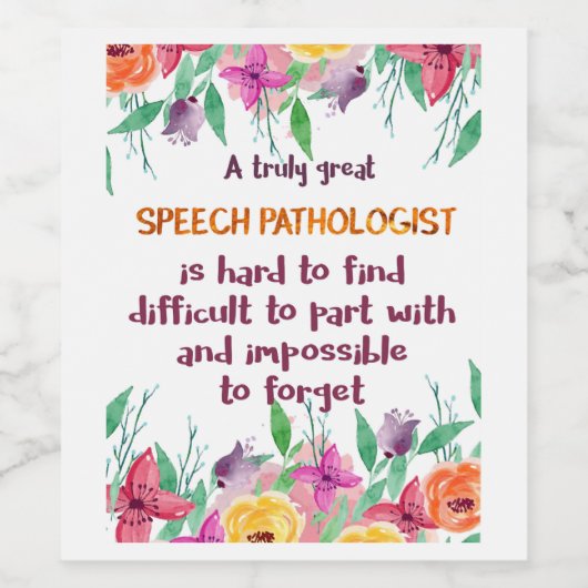 Speech Patholoog Gift School Language Therapist Wijn Etiket (Enkel label)