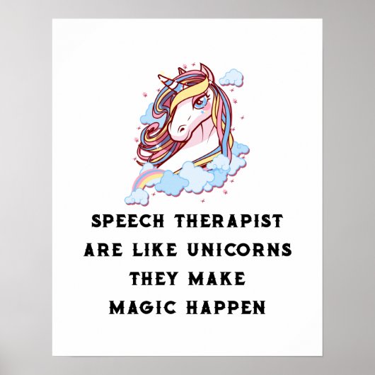 Speech Therapist is als Unicorns Speech Therapie Poster (Voorkant)