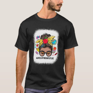 Speech Therapist Life Messine Bun Black Women Back T-shirt