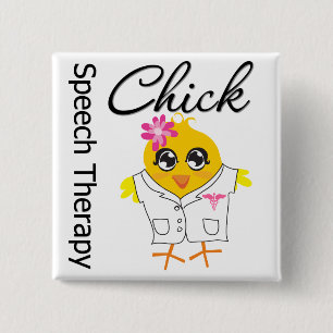 Speech Therapy Chick Vierkante Button 5,1 Cm
