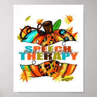 Speech Therapy Thankful Grateful Blessed Autumn Fa Poster