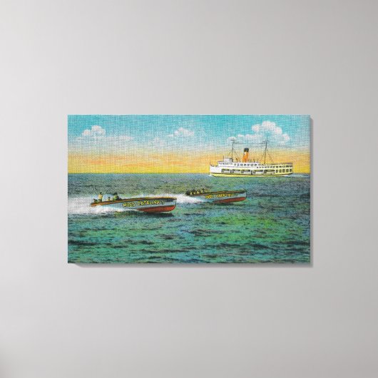 Speed Boating in Catalina Island, Californië Canvas Afdruk (Voorkant)