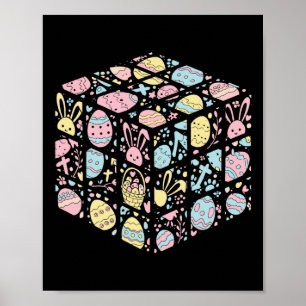 Speed Cube Bunny Easter Egg Paasdag Jongens Mannen Poster