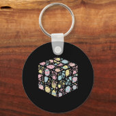 Speed Cube Bunny Easter Egg Paasdag Jongens Mannen Sleutelhanger (Voorkant)