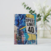 Speed Limit is 40 mixed media collage Briefkaart (Staand voorkant)