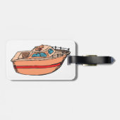 Speedboot Illustratie Leuk Nautische Boot Design Bagagelabel (Achterkant horizontaal)